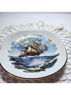 Royal Falcon Ware Weatherby Hanley Clipper Ship Trinket Dish Made in England